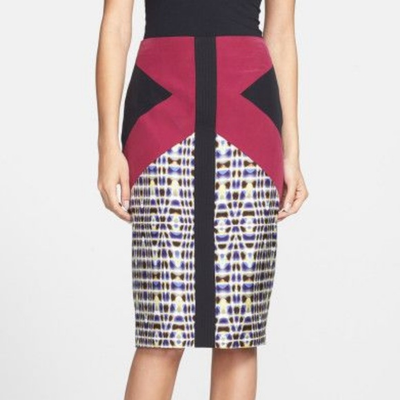 RACHEL Rachel Roy Dresses & Skirts - Rachel Roy Silk pencil skirt purple black EUC 2